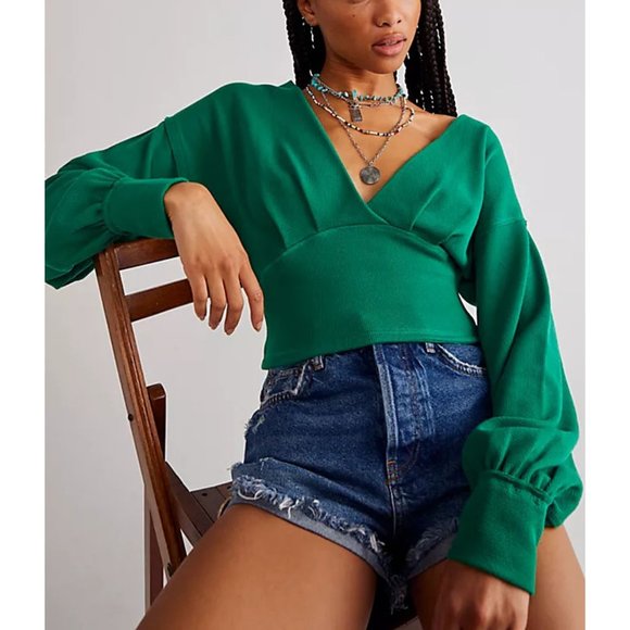 NWT FREE PEOPLE All Nighter Tee / Golf Green - Picture 2 of 9